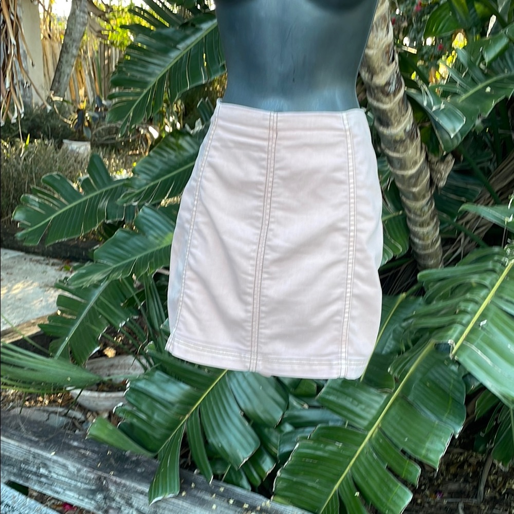 Free people, pink denim miniskirt